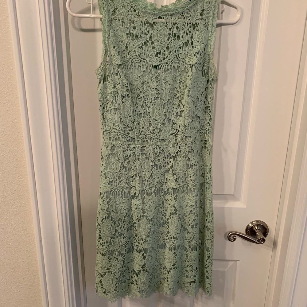 Mint lace dress.
